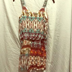 Xhiliration romper - Indie print/braided straps